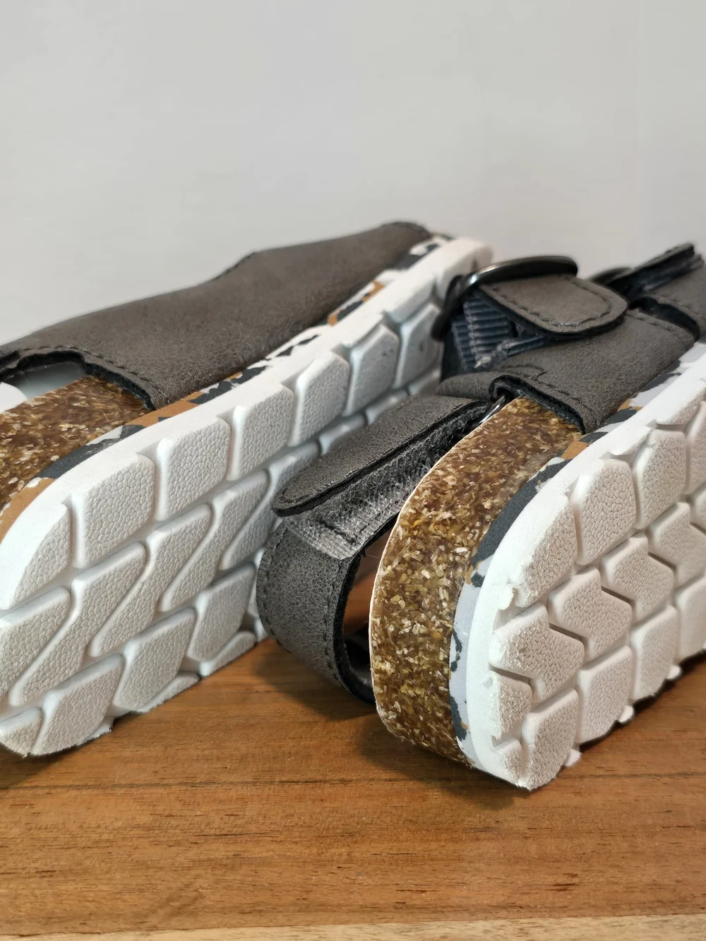 GAP Dark Gray Double-Buckle Cork-Style Kids Sandals